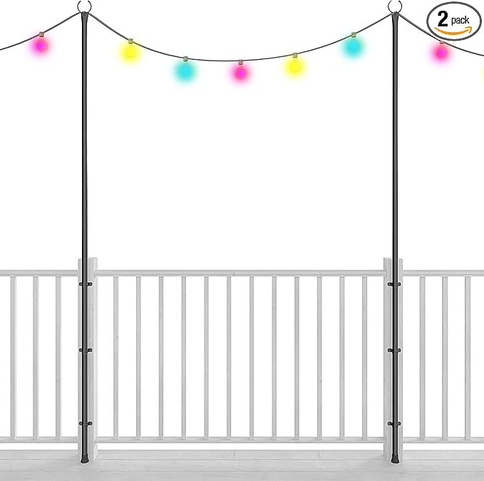Holiday Styling String Light Poles for Outdoor String Lights - Set of 2 Light Poles, 110 Inch Pol... | Amazon (US)