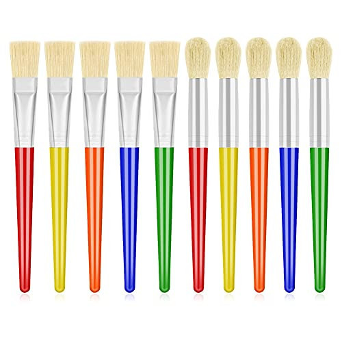 10Pcs Paint Brushes for Kids, Anezus Kids Paint Brushes Toddler Large Chubby Brushes Round and Flat Preschool Painting Brushes for Washable Paint Acrylic Paint | Amazon (US)