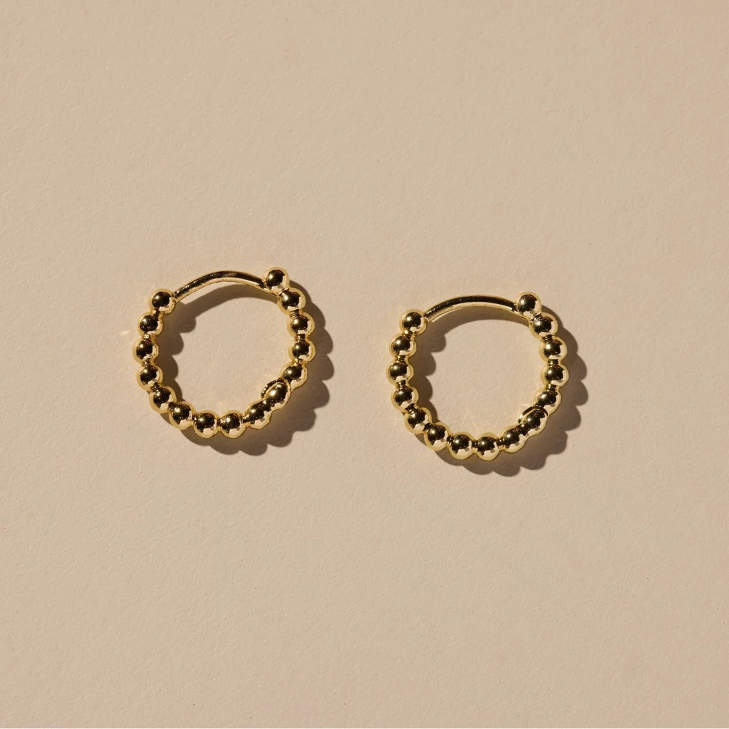 Gold Chloe Beaded Huggie Earrings | Nickel and Suede