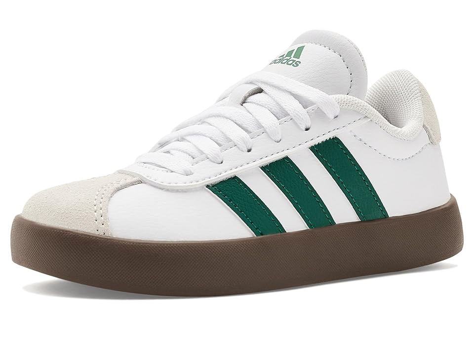 adidas Kids VL Court 3.0 Shoes (Little Kid/Big Kid) Kids Shoes White/Collegiate Green/Gum: 1.5 Little Kid M, Textile | Zappos