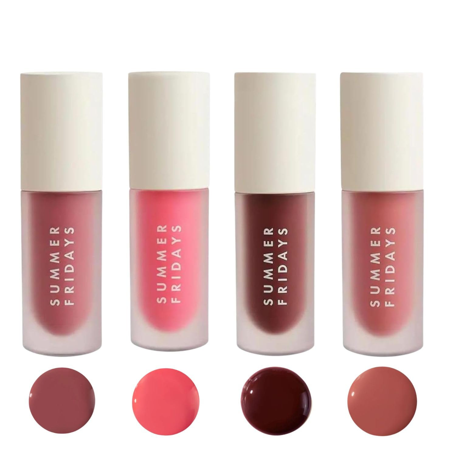 Summer Fridays Dream Lip Oil Set - High Shine, Non-Sticky, Skin Care Infused Tinted Lip Gloss Oil with Hydrating Vitamin E - Includes Rosewoods Nights, Pink Cloud, Soft Mauve, + Blush Dreams (4 ct) | Amazon (US)