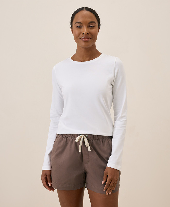 Women’s Luxe Stretch Jersey Long Sleeve Tee made with Organic Cotton | Pact | Pact Apparel