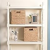 Villacera 12-Inch Square Handmade Wicker Storage Bin Foldable Basket made of Water Hyacinth | Set of | Amazon (US)