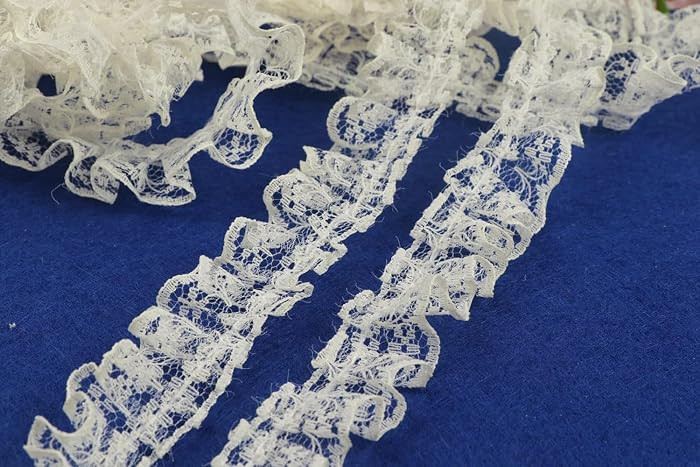 YYCRAFT Pack of 10y Lace Edge Trim Lace Ribbon 7/8 Inch Embellishments by The Yard,Ivory | Amazon (US)