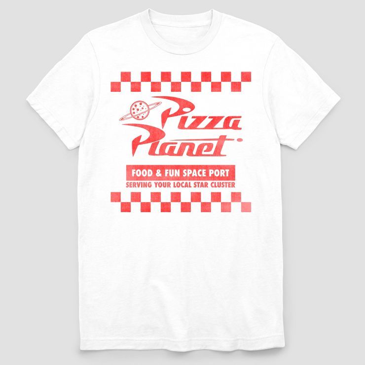 Men's Disney Toy Story Pizza Planet Short Sleeve Graphic T-Shirt - White | Target