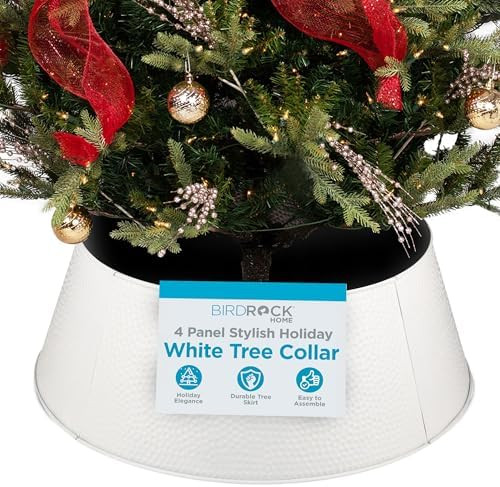 BIRDROCK HOME 4-Panel Hammered Metal Christmas Tree Collar - Stylish Holiday Tree Skirt Alternati... | Amazon (US)