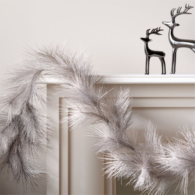 Faux Warm Silver Pine Holiday Garland 84" + Reviews | CB2 | CB2