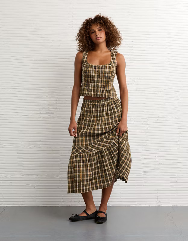 AE Plaid Maxi Skirt | American Eagle Outfitters (US & CA)