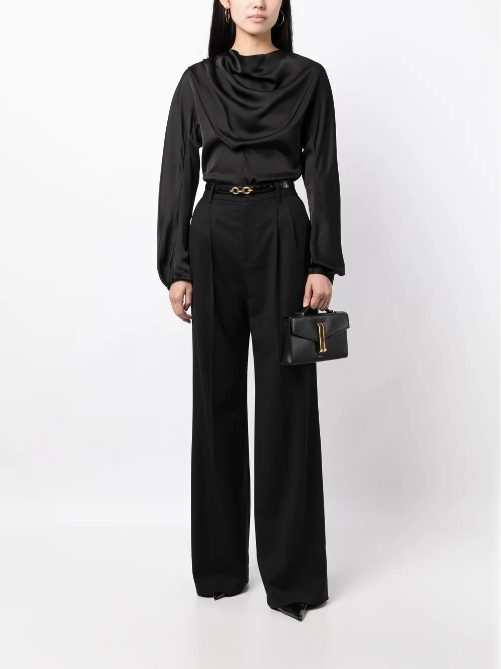 Nili Lotan Flavie box-pleat Tailored Trousers  | Black | FARFETCH | Farfetch Global