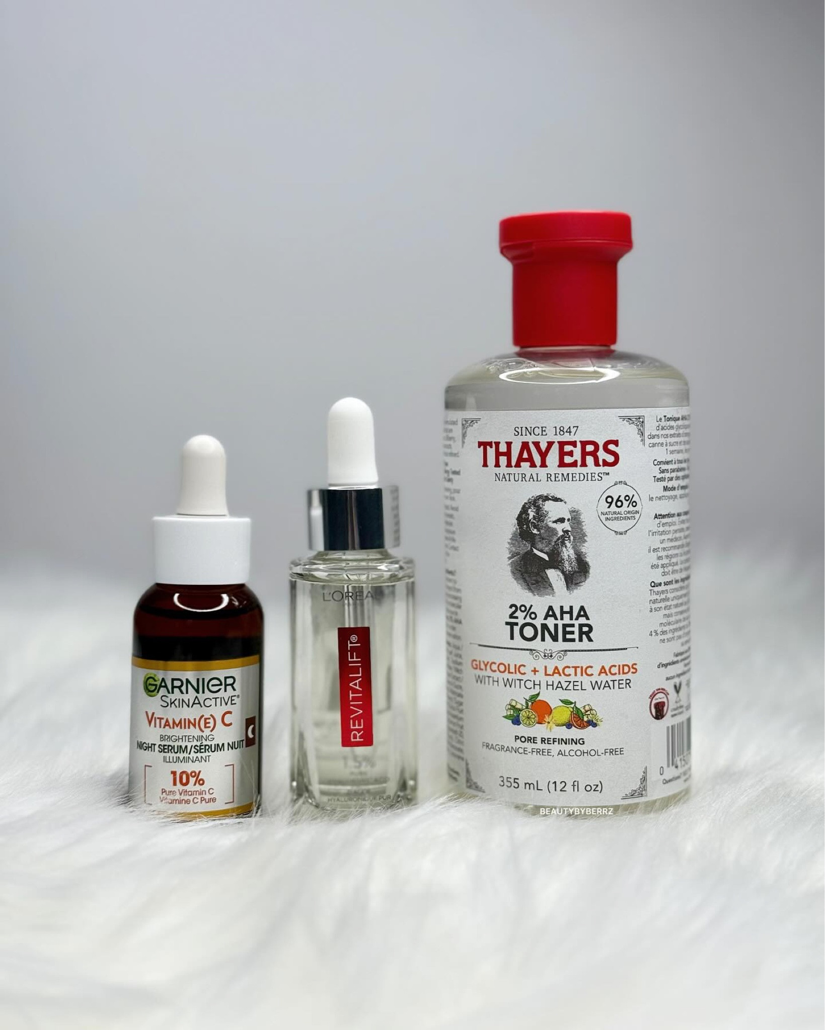 I was sent 3 skincare products recently. The two serums I have used before and enjoy. This specific toner is new to me although the brand is familiar.

Products:
🍊 @garniercan SkinActive Vitamin C Brightening Night Serum
💧 @lorealparis RevitaLift 1.5% Pure Hyaluronic Acid Serum
🍋 @thayers Pore Refining 2% AHA Toner 

*PR/gifted

#LTKBeauty