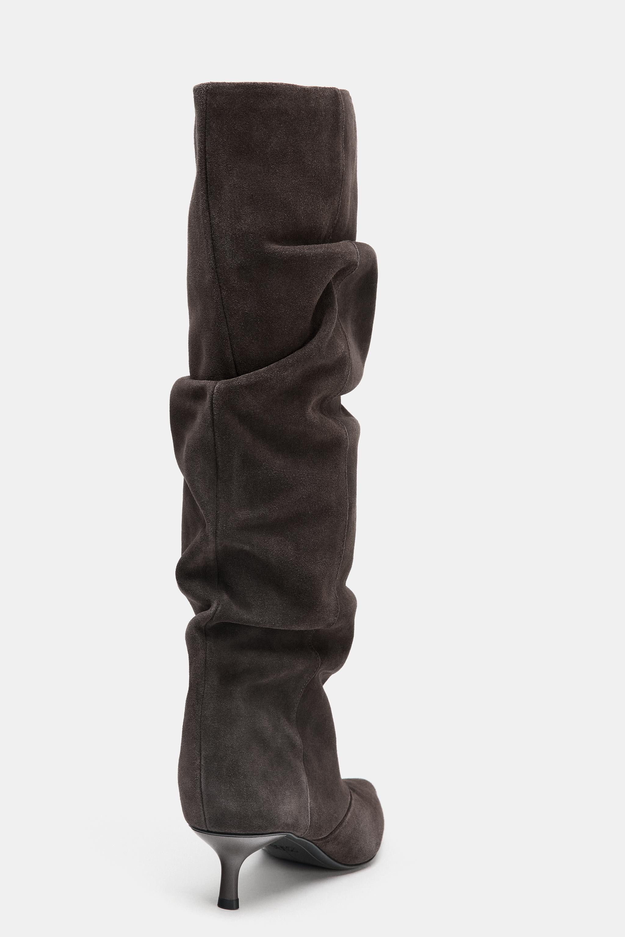 SUEDE KITTEN HEEL BOOT | Zara US