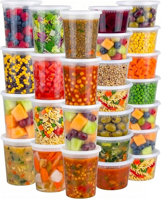 48 Sets Plastic Deli Containers with Lids - 16oz Pint & 32oz Quart | Amazon (US)