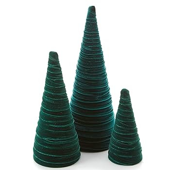 Emerald Velvet Trees Set of 3, Modern Christmas Decor, Mantel Décor, Holiday Entryway, Rustic Wi... | Amazon (US)