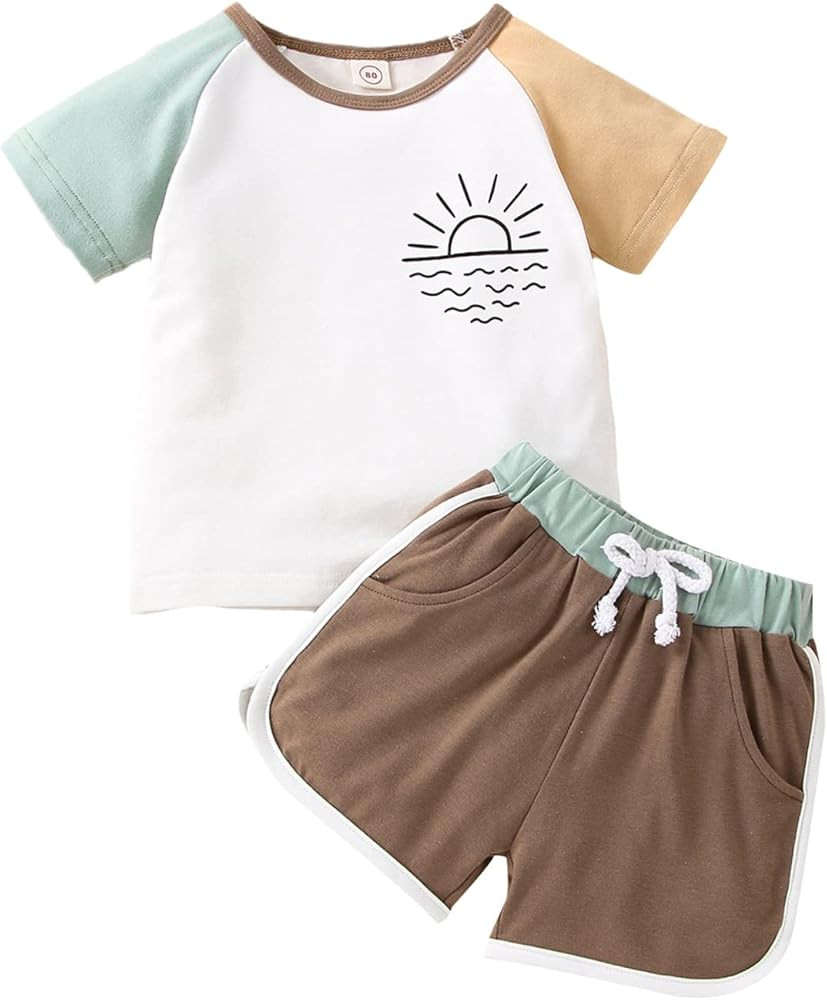 Infant Baby Boy Girl Clothes Set Mama's Boy/Girl Short Sleeve T Shirt Tops Cotton Shorts 2Pcs Sum... | Amazon (US)