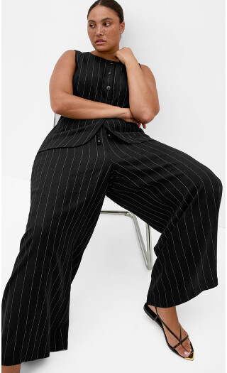PANT KELLY STRIPE S - Blk Pinstripe - 12 / XXS | City Chic Online