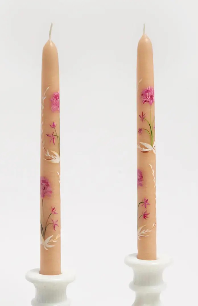 Set of 2 Hand-Painted Tapers - In Bloom | Nordstrom