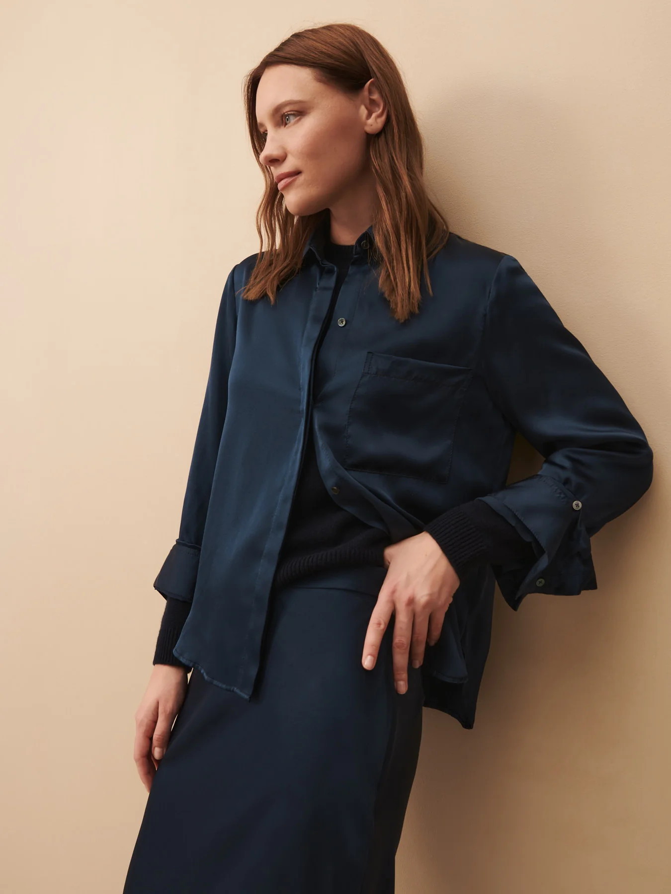 Boyfriend shirt in silk charmeuse | TWP