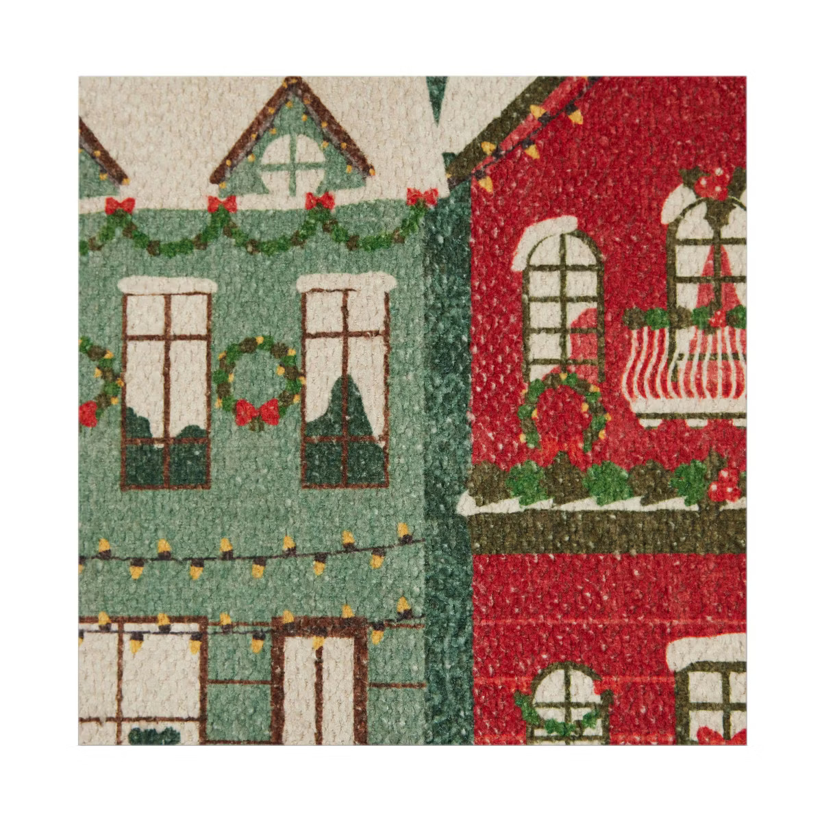 20"x34" Holiday Snowy Houses Scatter Rug Green | Target