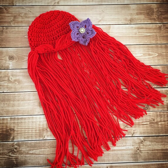 Princess Ariel Inspired Hat/ Crochet Princess Ariel Wig/ Ariel Wig Hat Available in Newborn to Child | Etsy (US)