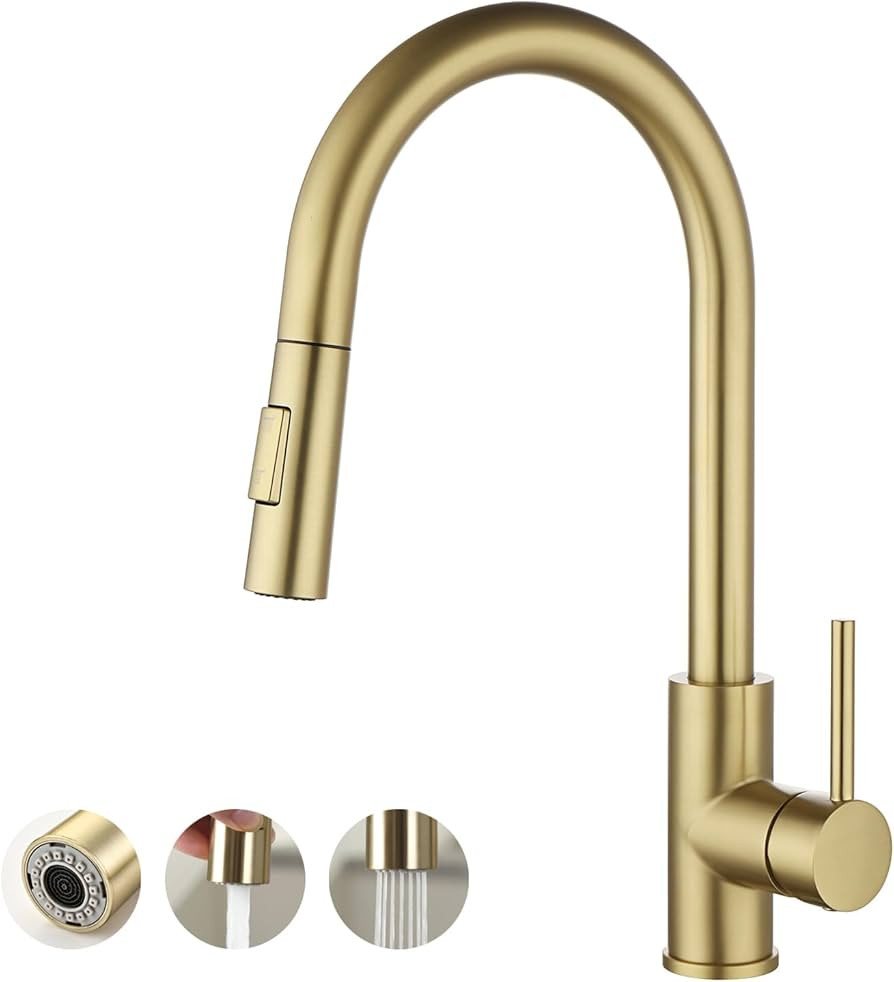Havin Gold Kitchen Faucet with Pull Down Sprayer, High Arc Stainless Steel Material, with cUPC Ce... | Amazon (US)