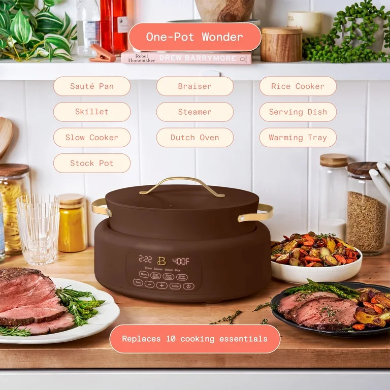 Beautiful 10 in 1, 6 Qt Electric Multi-Cooker, Chocolate by Drew Barrymore | Walmart (US)