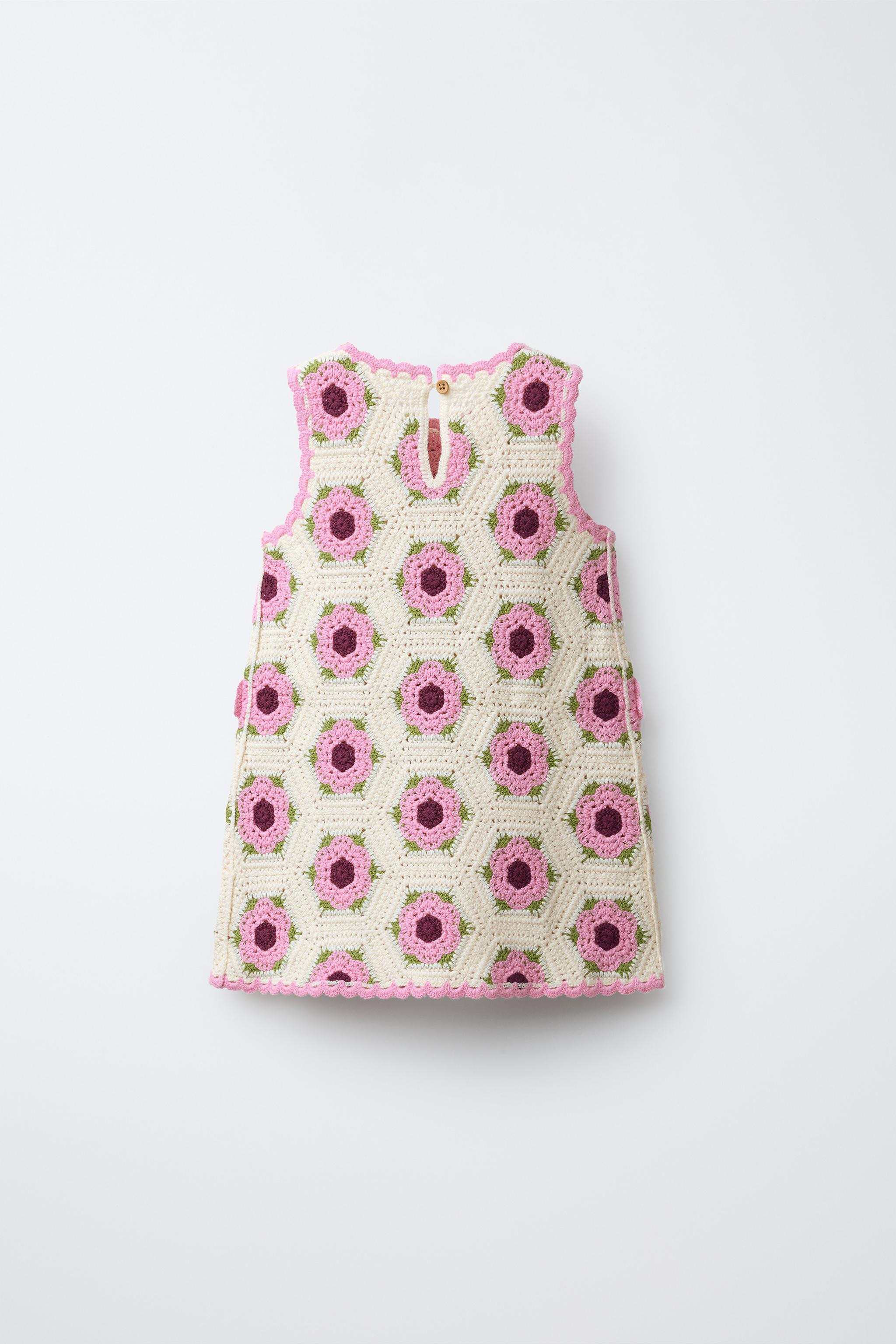 CROCHET KNIT FLORAL DRESS | Zara US