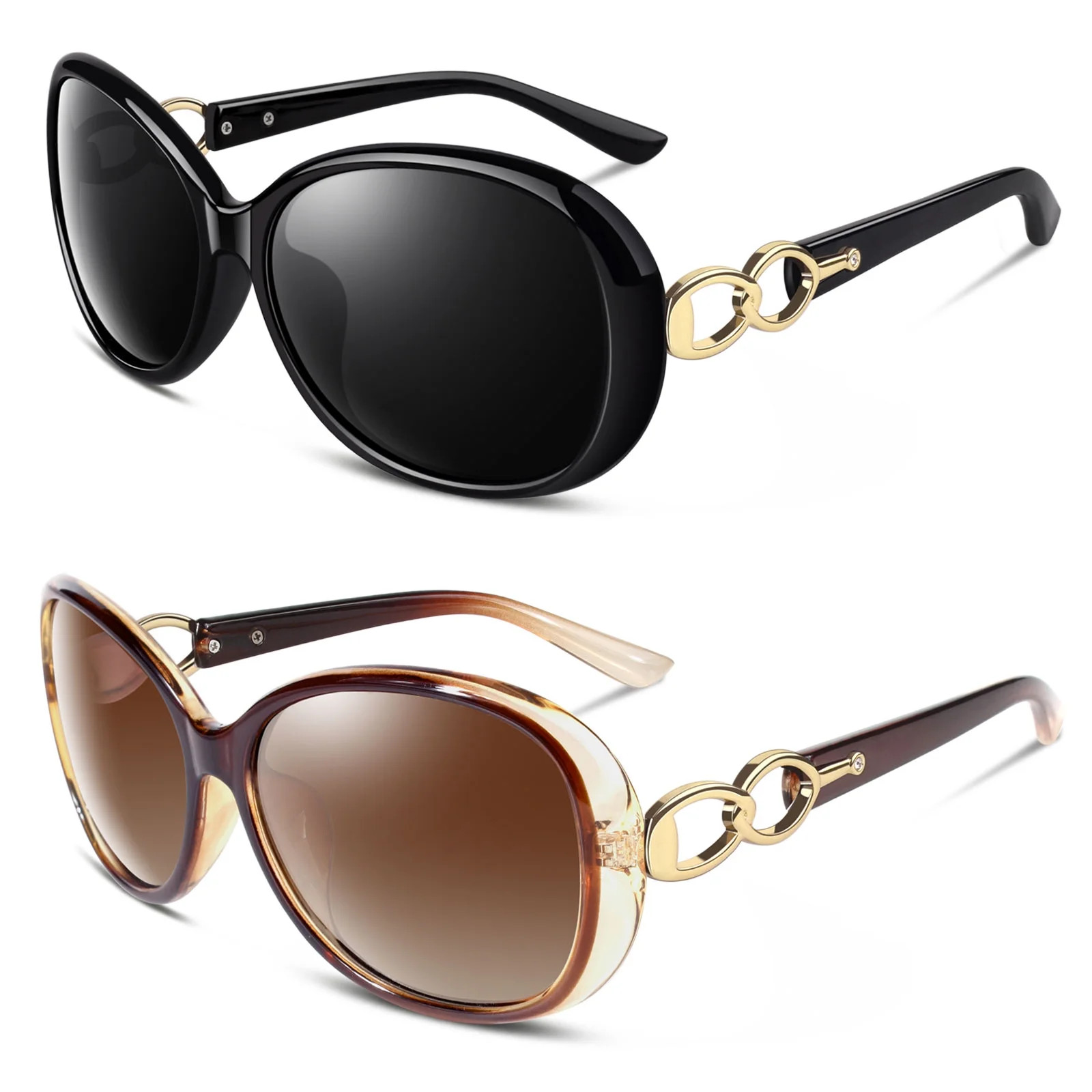 Sunier Women's Oversized Polarized Sunglasses Butterfly Shades for Driving-2 Pack | Walmart (US)