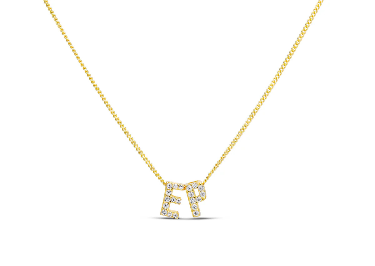 BABY CZ LETTER NECKLACE DOUBLE | EP JEWELS 