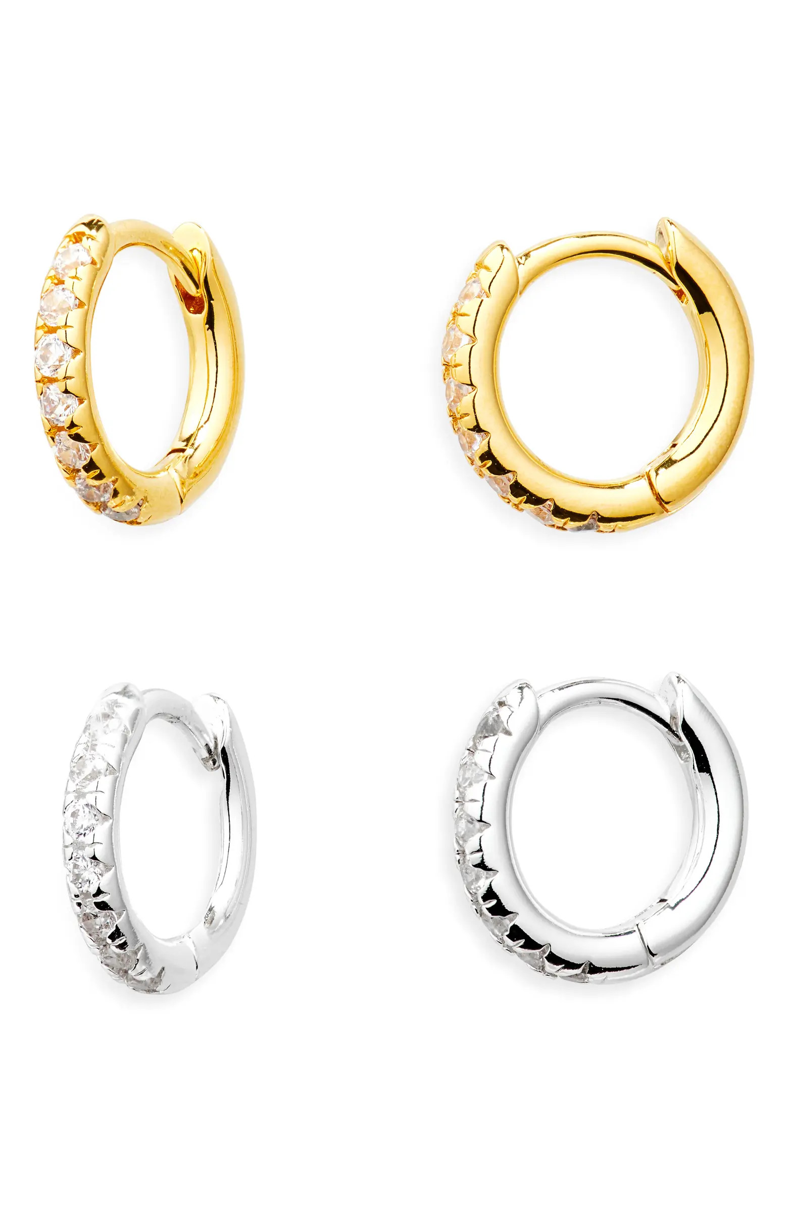 Nordstrom Set of 2 Demi Fine Pavé Huggie Hoop Earrings | Nordstrom | Nordstrom