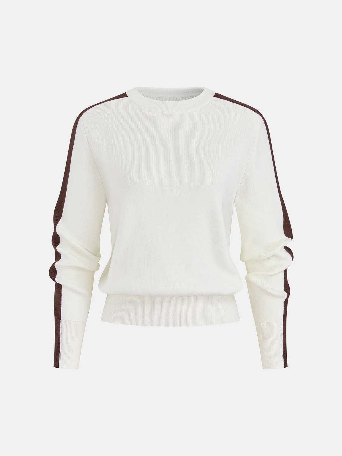 Wool-Blend Contrast-Stripe Crew Neck Sweater | Commense