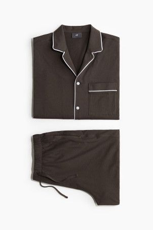 Pajama Shirt and Shorts - Gray/checked - Men | H&M US | H&M (US + CA)