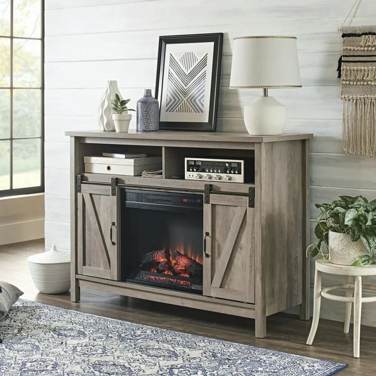 Better Homes & Gardens Modern Farmhouse Fireplace TV Stand for TVs up to 50", Rustic Gray | Walmart (US)