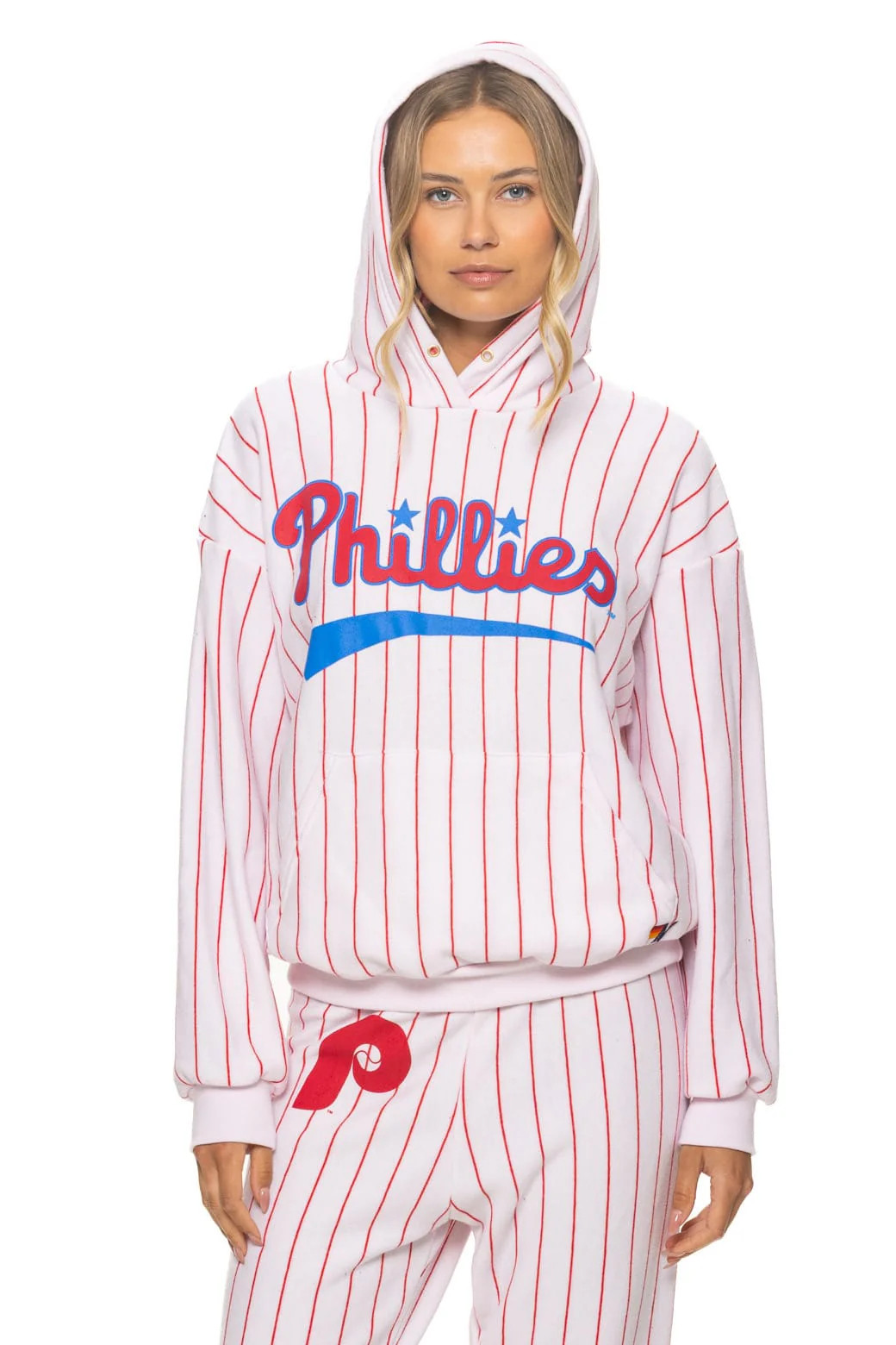 PHILADELPHIA PHILLIES PINSTRIPE 2026 RELAXED PULLOVER HOODIE - WHITE / | Aviator Nation