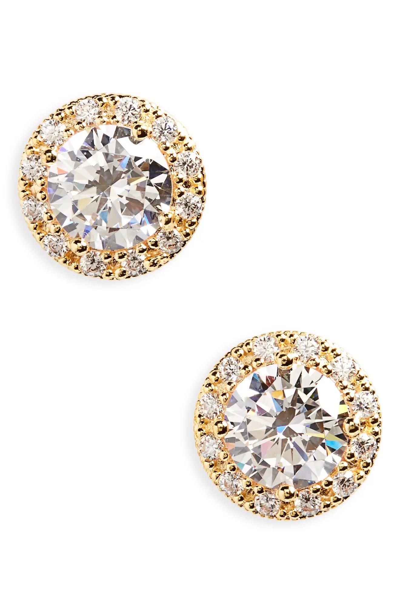 Nordstrom Pave Cubic Zirconia Stud Earrings in Gold at Nordstrom | Nordstrom
