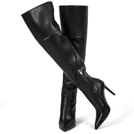 wetkiss Thigh High Boots for Women, Over the Knee Boots with Chunky Heel, Side Zipper, Wide Calf ... | Amazon (US)
