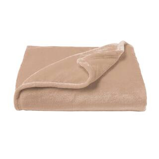 Lavish Home Oversized Desert Tan Velvet Polyester Microfiber Plush Throw Blanket 66HD-Throw005 - ... | The Home Depot