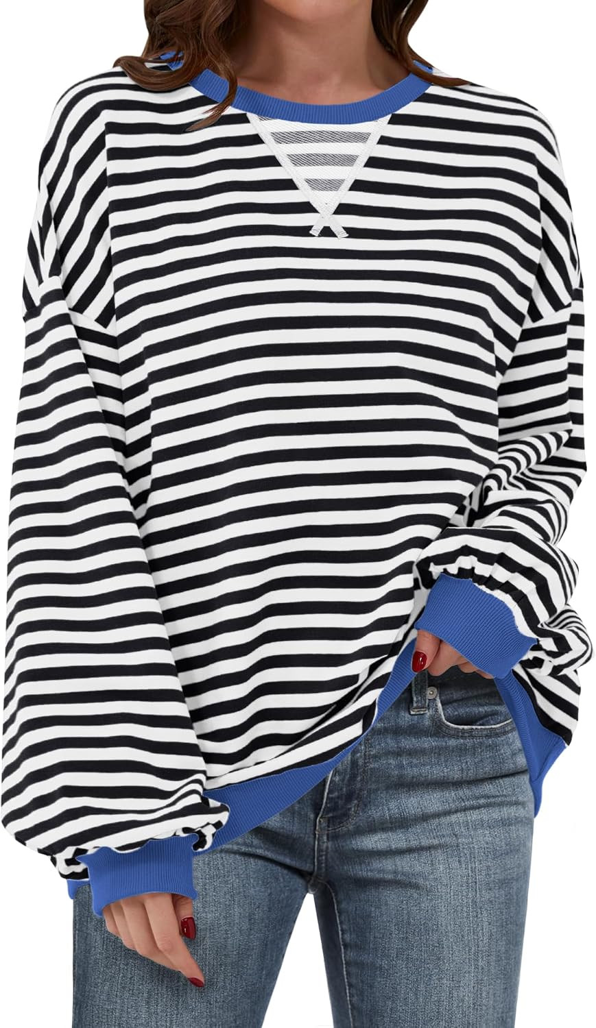 ANRABESS Women’s Striped Oversized Sweatshirts | Amazon (US)