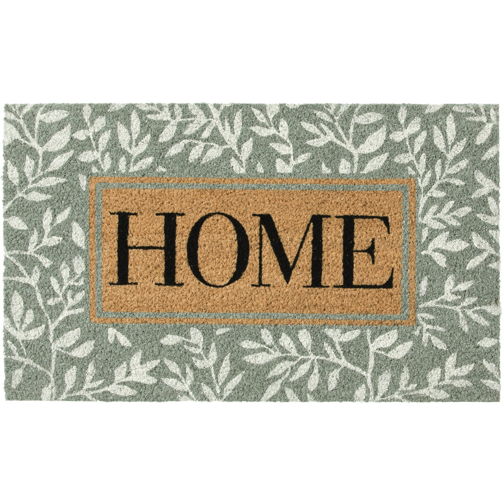 Home Decor Collection 18" x 30" Sage Green Floral "Home" Frame Coir Doormat | Walmart (US)