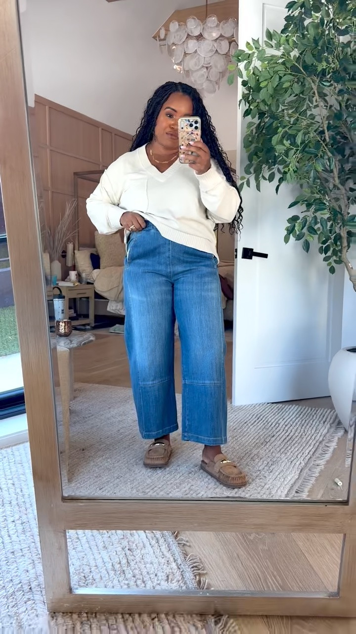 Obsessed with this elevated casual outfit that is on sale at Anthropologie! 🤍 This top is one that they brought back and I love that it is lightweight, perfect for that fall transition. Paired with these pull-on denim pants!

#LTKootd #LTKSeasonal #LTKSaleAlert