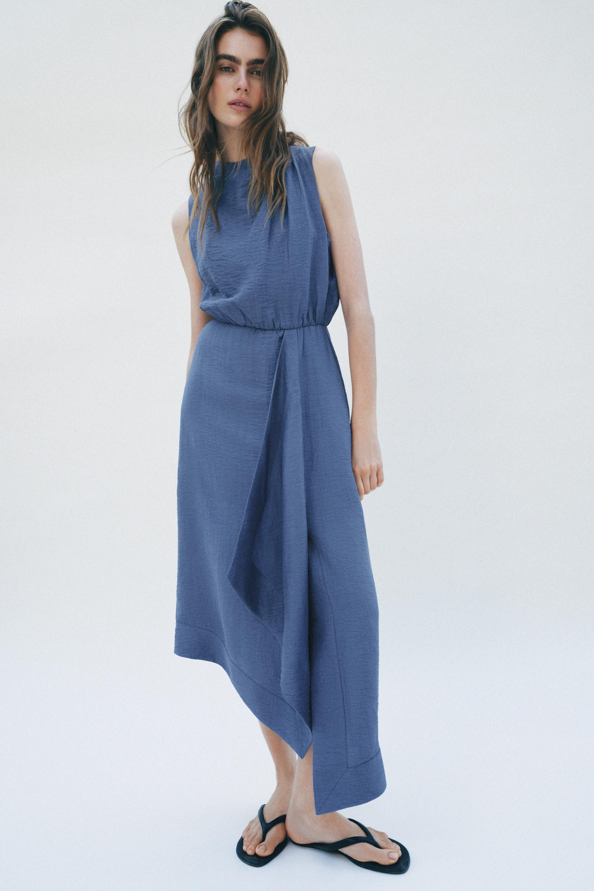 SLEEVELESS LINEN MIDI DRESS | Zara US