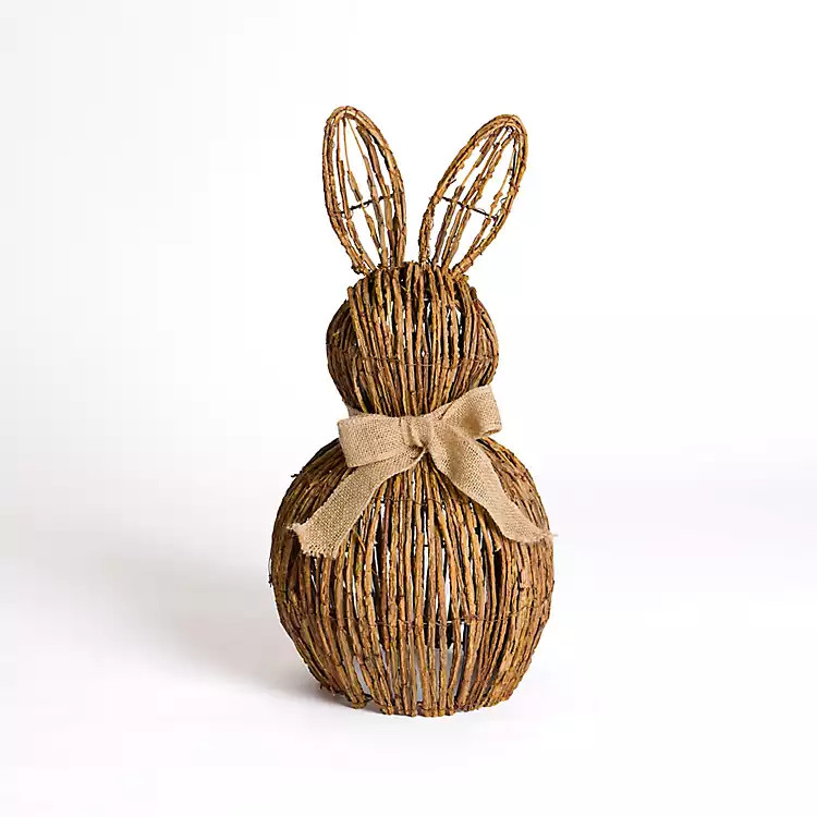 Natural Wicker Bunny with Bow, 27 in. | Kirklands