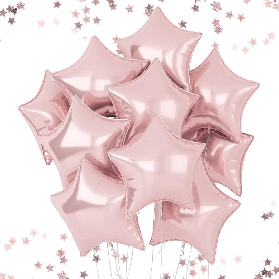Rose Gold Star Foil Balloons, 18 Inches Star Foil Balloons for Helium, 10 pcs Rose Gold Star Birt... | Amazon (US)