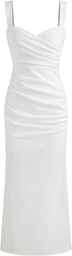 CIDER Bodycon Dress Wedding Guest Dresses Ruched Maxi Dress Sweetheart Sleeveless Elegant Formal ... | Amazon (US)
