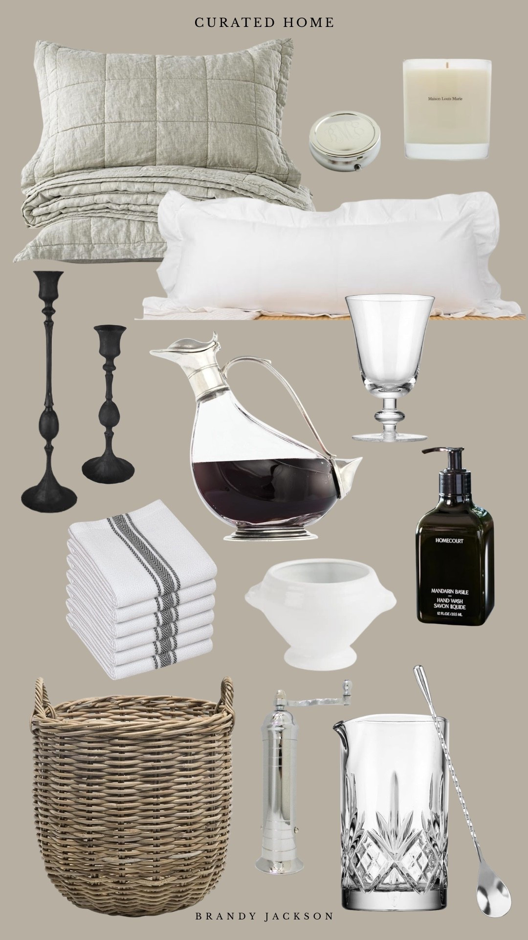 Create a curated and cozy home with these timeless neutral decor finds. From textured linen bedding and ruffled pillows to vintage-inspired wine decanters and matte black candlesticks, these pieces bring a sophisticated, organic modern feel to any room. Perfect for elevated everyday living.