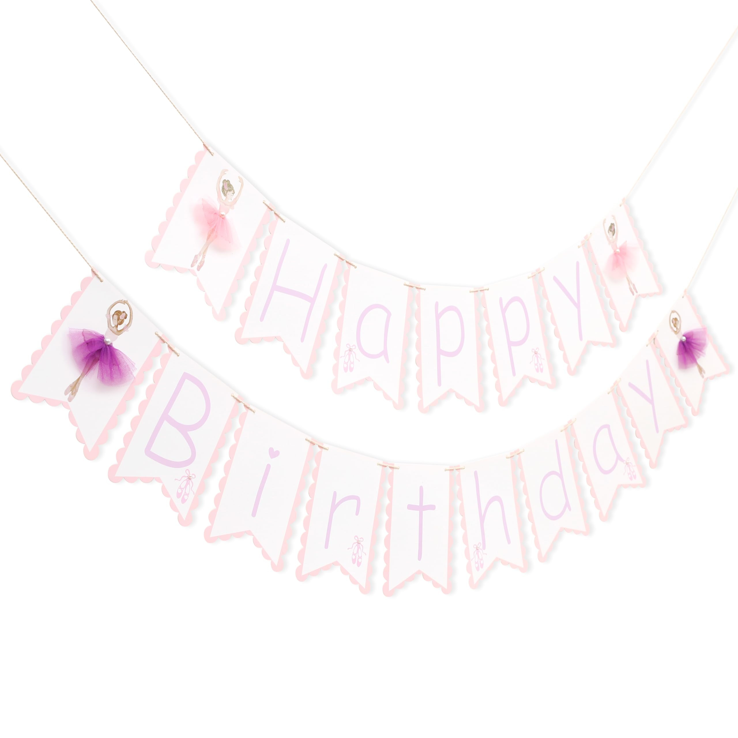 Ballerina Happy Birthday Banner- Pink Ballerina Birthday Decorations, Ballet Themed Hanging Garla... | Amazon (US)