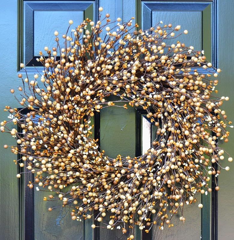 Elegant Holidays Handmade Caramel Berry Wreath, Decorative Front Door to Welcome Guests-for Outdo... | Amazon (US)