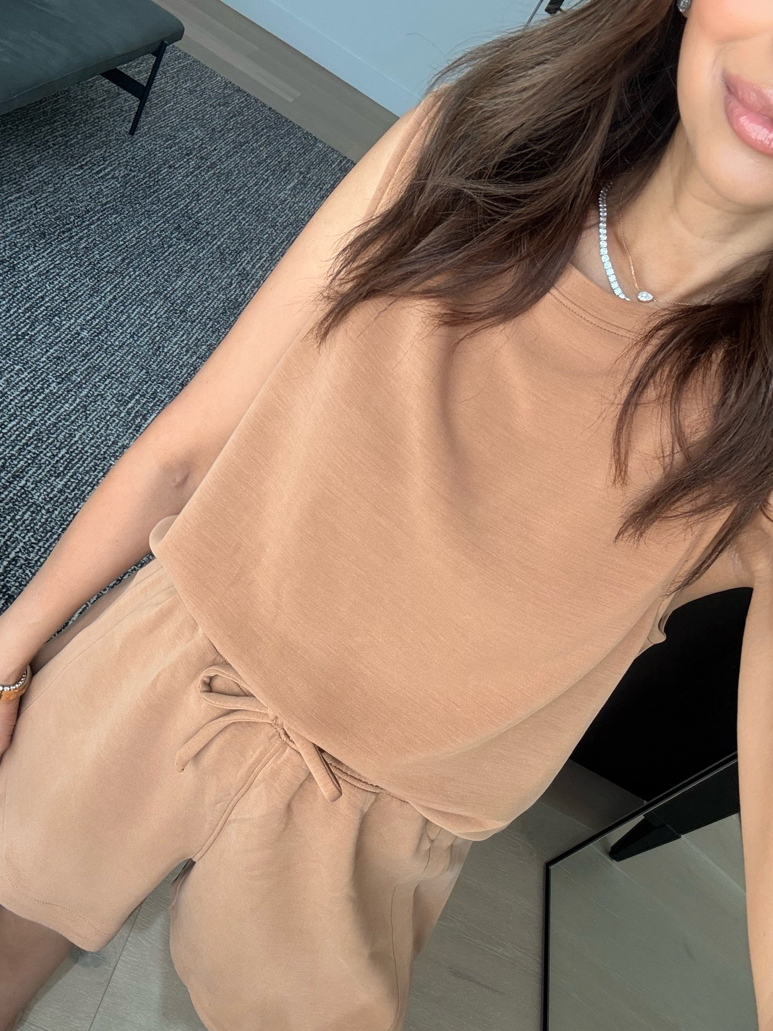 I love this matching @Spanx set! Such a great neutral color to pair with anything and you can also buy the pants version to match the top. I’m wearing size XS in the top and shorts! 🤎

#LTKootd #LTKPetite #LTKOver40