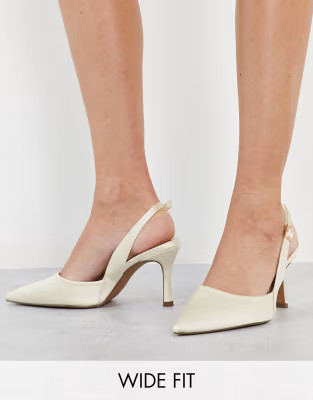 ASOS DESIGN Wide Fit Samber slingback stiletto heels in ivory | ASOS | ASOS (Global)