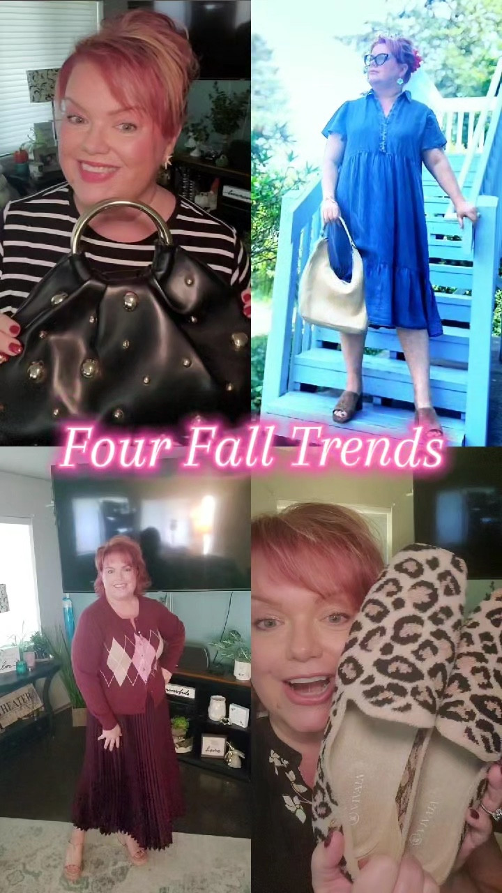 Brands may (often) skip my size when it comes to trends, but my accessories never miss!🍁💖
These are four of my favorite trends for fall: studded accessories, especially on purses, suede purses and shoes paired with a cute denim dress (throw on a sweater and boots later), anything burgundy, especially a super soft sweater or pretty midi skirt that I can wear with sandals or boots when it gets cold, and of course, anything leopard!

Mix and match trends to your hearts content, working pieces into your work outfit, play outfits, date nights, or just going casual with your favorite jeans. 

#LTKSeasonal #LTKStyleTip #LTKPlusSize