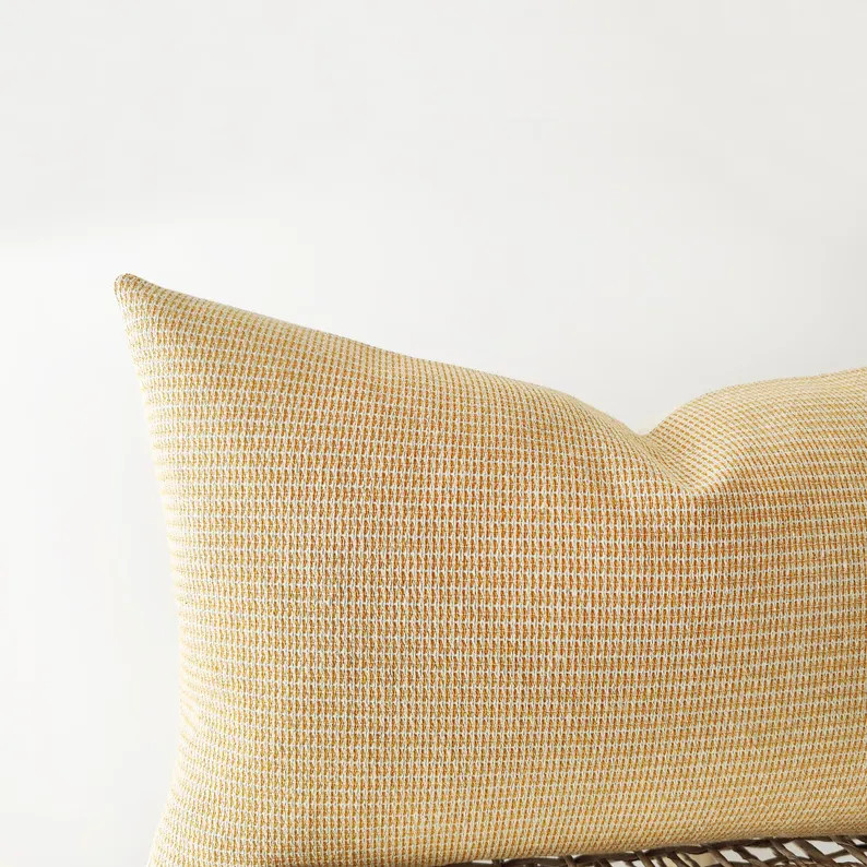 Amber Yellow Lumbar Pillow Cover - Textured Decorative Cushion - Etsy | Etsy (Global)